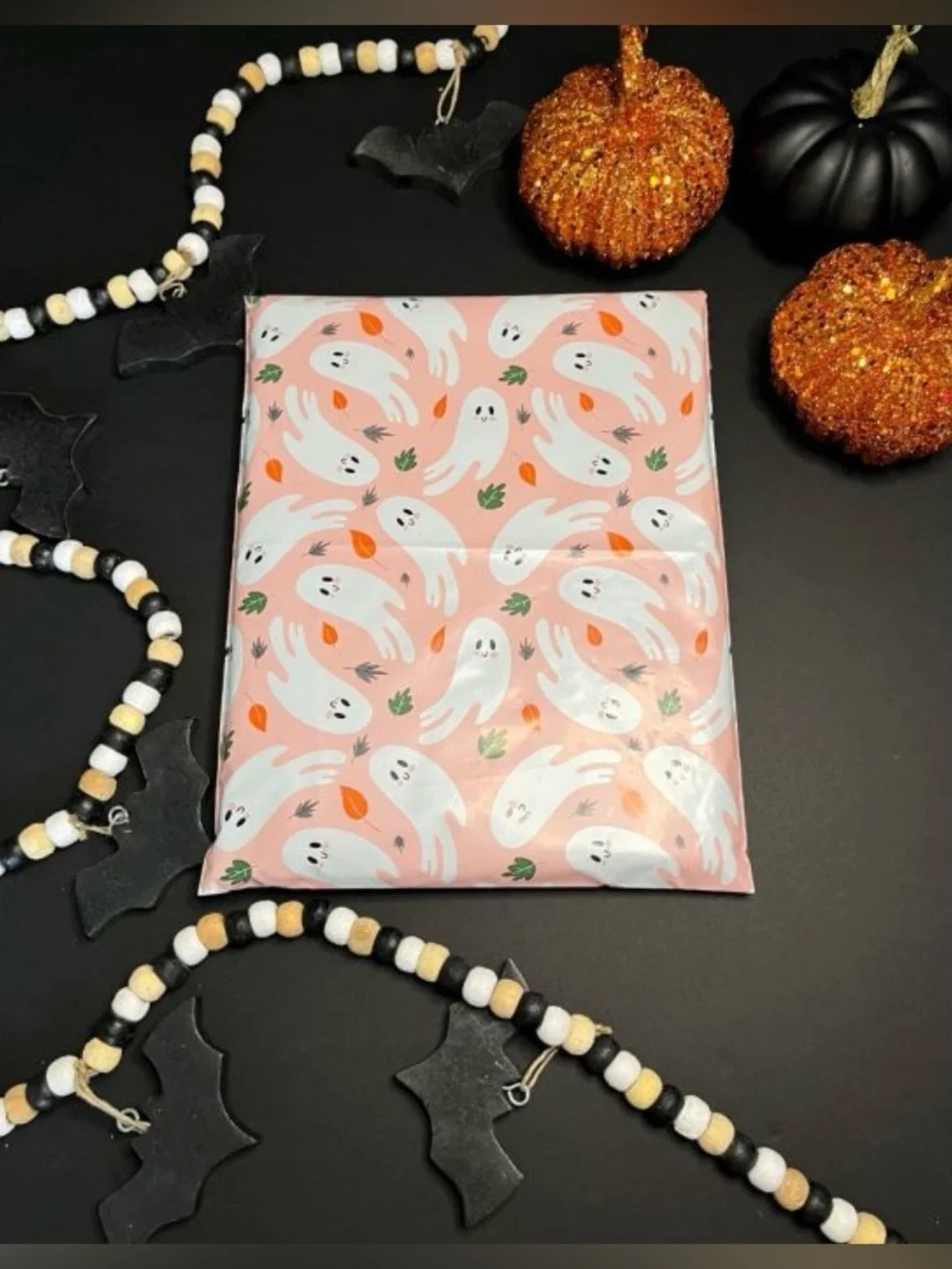 30 6” x 9” Ghost Leaves Halloween Poly Mailers